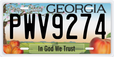 GA license plate PWV9274