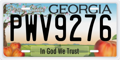 GA license plate PWV9276