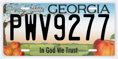 GA license plate PWV9277