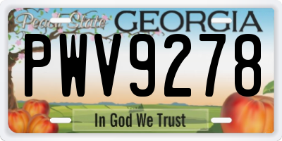 GA license plate PWV9278