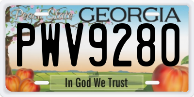 GA license plate PWV9280