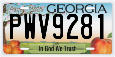GA license plate PWV9281