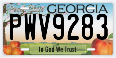 GA license plate PWV9283