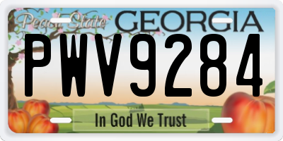 GA license plate PWV9284