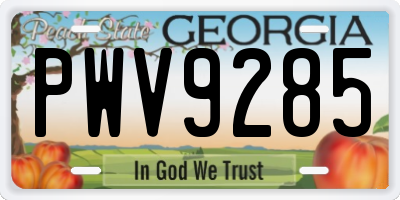 GA license plate PWV9285