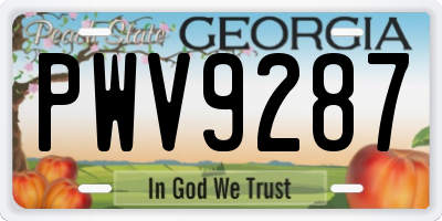 GA license plate PWV9287