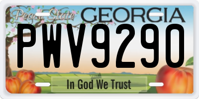 GA license plate PWV9290