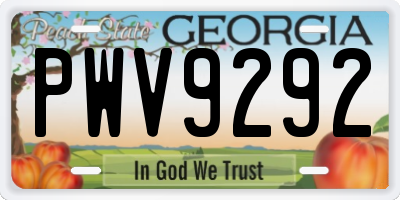 GA license plate PWV9292