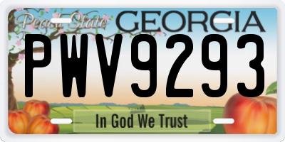 GA license plate PWV9293