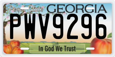 GA license plate PWV9296