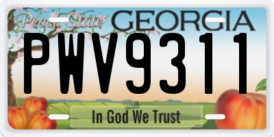 GA license plate PWV9311