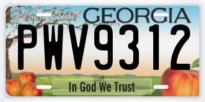 GA license plate PWV9312