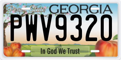 GA license plate PWV9320