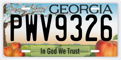 GA license plate PWV9326