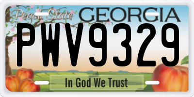 GA license plate PWV9329