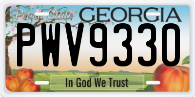 GA license plate PWV9330