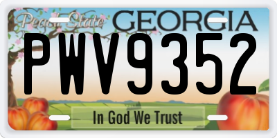 GA license plate PWV9352