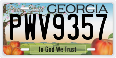 GA license plate PWV9357