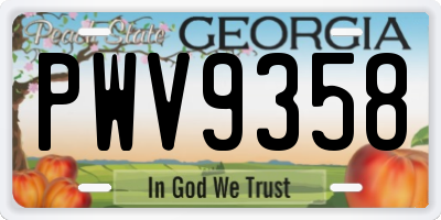 GA license plate PWV9358