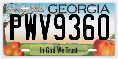 GA license plate PWV9360