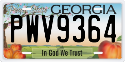 GA license plate PWV9364
