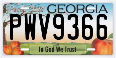 GA license plate PWV9366