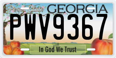 GA license plate PWV9367
