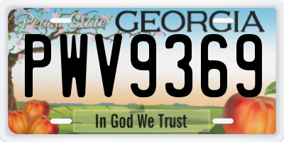 GA license plate PWV9369