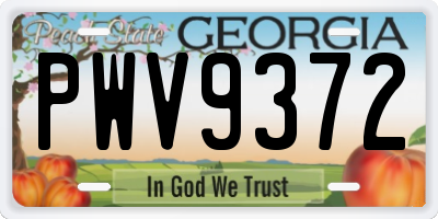 GA license plate PWV9372