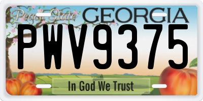 GA license plate PWV9375