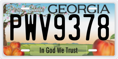 GA license plate PWV9378