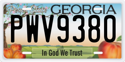 GA license plate PWV9380