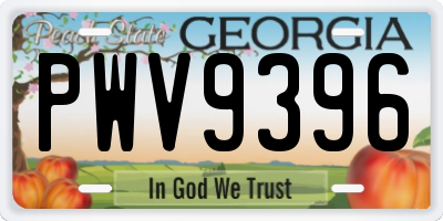 GA license plate PWV9396