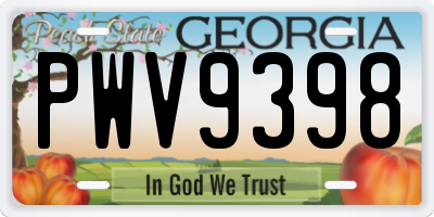 GA license plate PWV9398