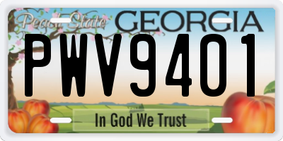 GA license plate PWV9401