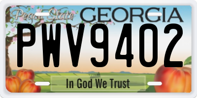 GA license plate PWV9402