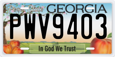 GA license plate PWV9403