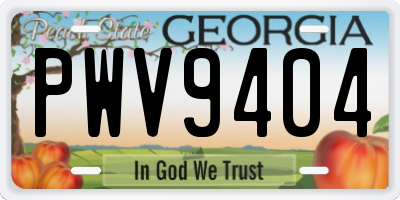 GA license plate PWV9404
