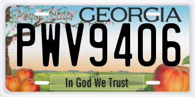 GA license plate PWV9406