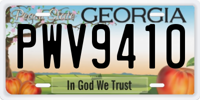 GA license plate PWV9410