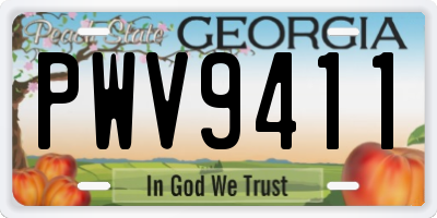 GA license plate PWV9411