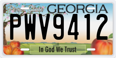 GA license plate PWV9412