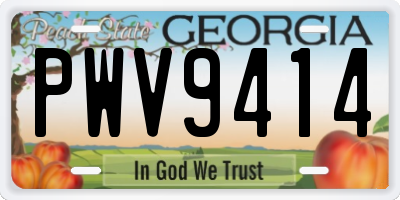 GA license plate PWV9414