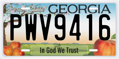 GA license plate PWV9416