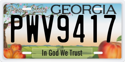GA license plate PWV9417