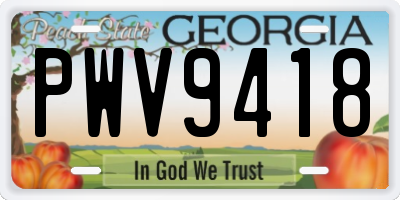 GA license plate PWV9418