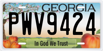 GA license plate PWV9424