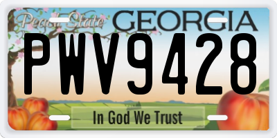 GA license plate PWV9428