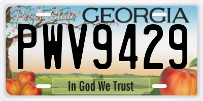 GA license plate PWV9429