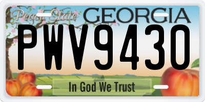 GA license plate PWV9430